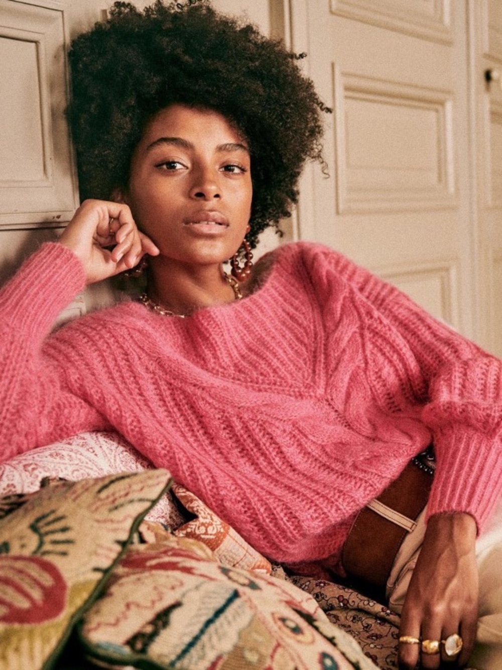 Sézane Marius jumper in Rose Blotter